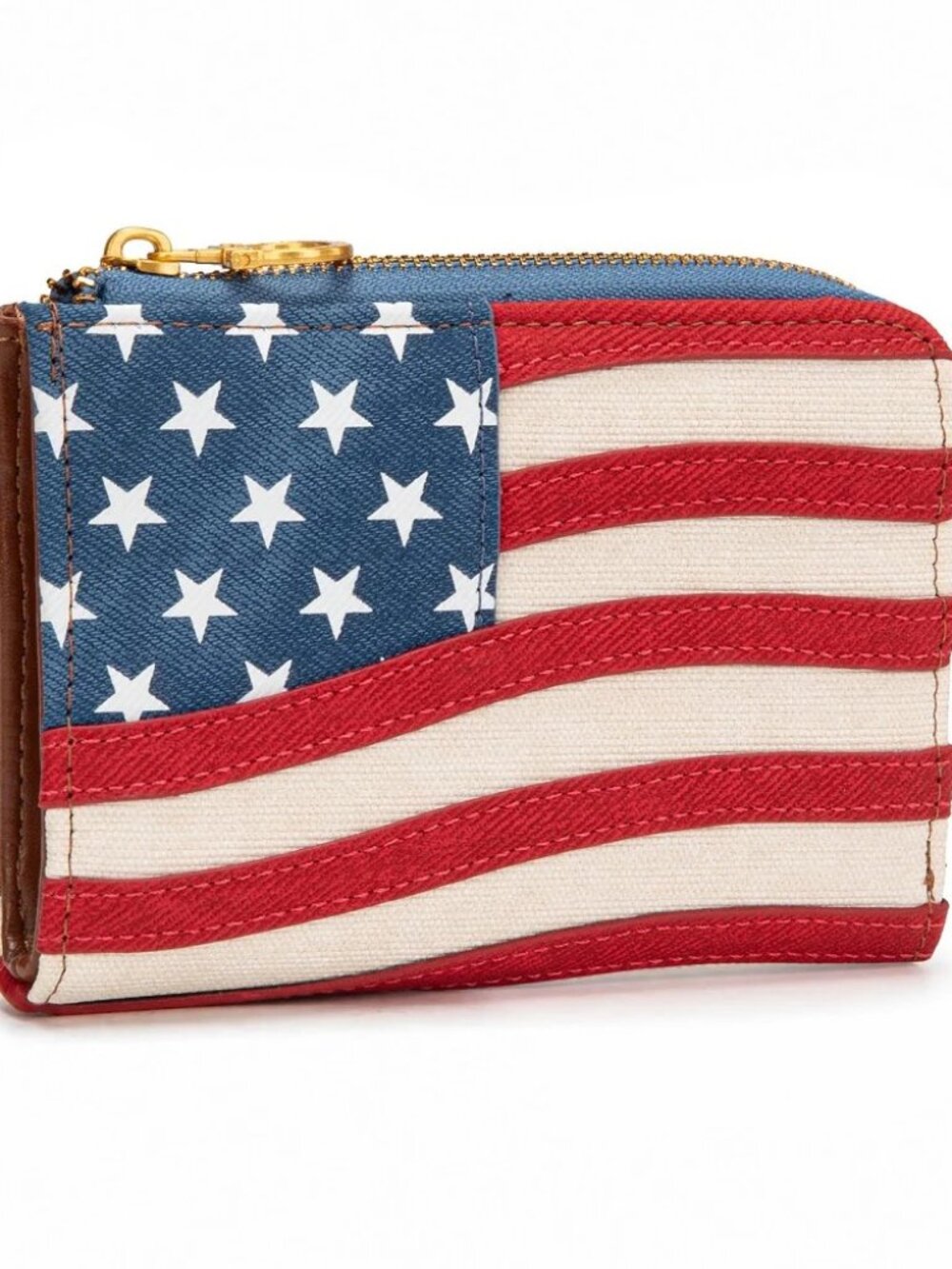 Montana West American Flag RFID Zip Around Wallet Red